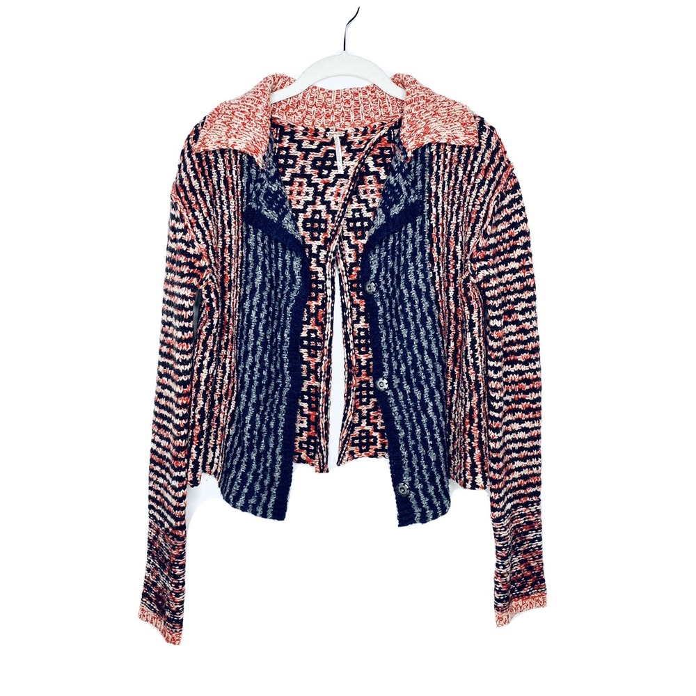 Free People Womens Cardigan Open Front Knit Wool Sweater Sz S Petite